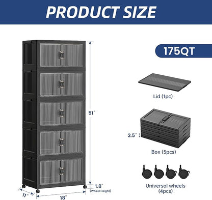 SAILUN 44Gal/175Qt Stackable Storage Bins Folding Collapsible Storage Bins - Image 4