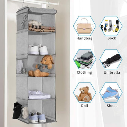 BrilliantJo 5 Shelves Hanging Closet Organizer, 2 Pack Hanging Storage - Image 6