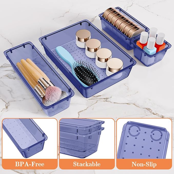 25 PCS Plastic Drawer Organizer Set, 4-Size Versatile Organizer Trays & storage - Image 3