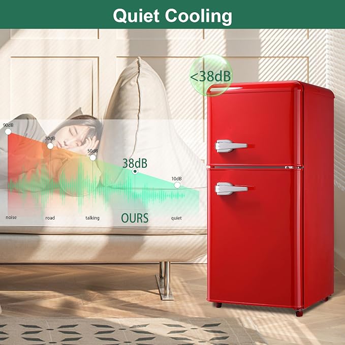 Retro Mini Fridge, 3.2 Cu. Ft. Small Refrigerator - Image 6