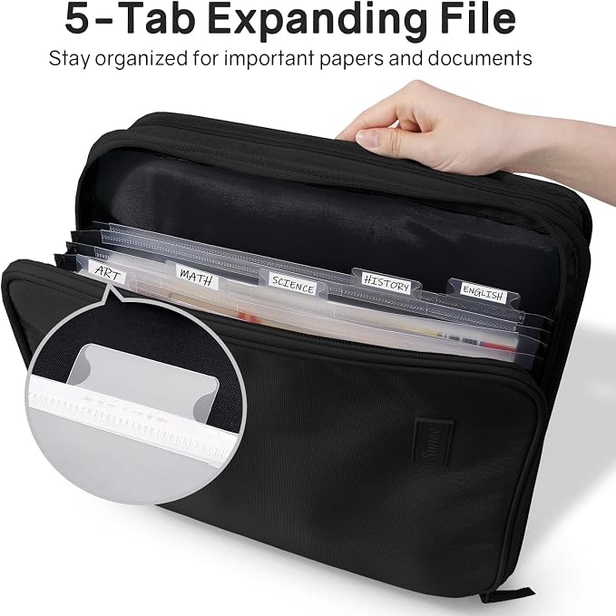 SUNEE Zippered Binder Bag with Handle, 2-Inch 3-Ring O-Ring, 500-Sheet Capacity - Image 2