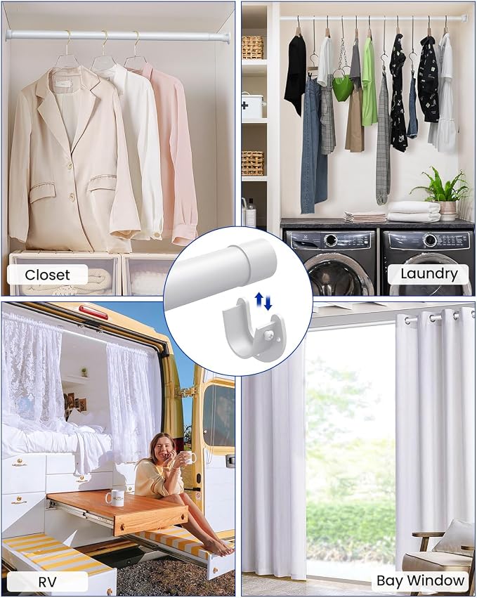 Closet Rods for Hanging Clothes, 17 to 84 Inches Stepless Adjustable Metal - Image 6