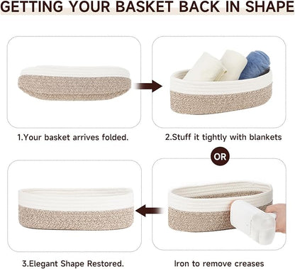 Temary 2PC Small Storage Bins Basket, 13x5.9x3.9 inch Woven Storage Basket - Image 8