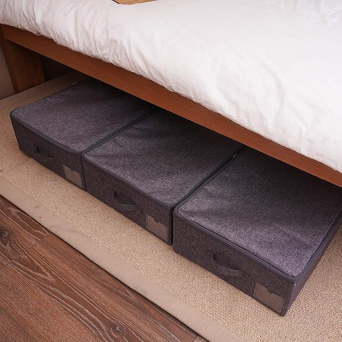 Folding Fabric Rigid Under Bed Closet Storage Bins - Image 4