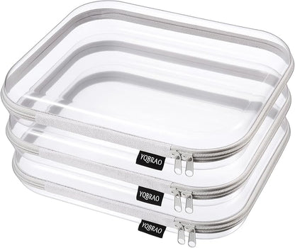 YQBRAO 3-Pack Large Clear Hard Shell Zipper Case, 1.2mm Ultra-Thick Rigid Toy & by Unknown