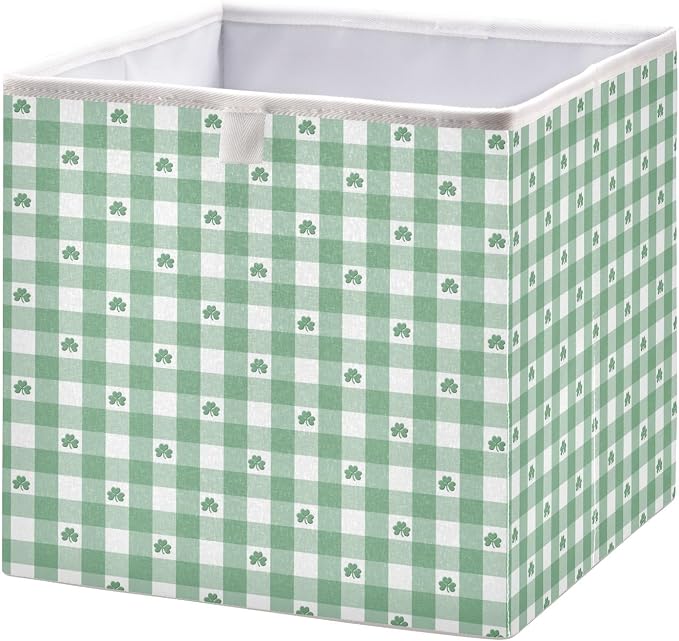 Green White Gingham Pattern Shamrocks Closet Organizers Storage Cubes Storage by Unknown