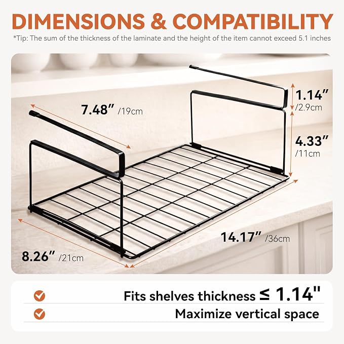 Under Shelf Basket, Space Saving Cabinet Organizers and Storage - Image 2