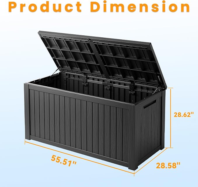 200 Gallon Resin Deck Box, Lockable Patio Outdoor Storage Box - Image 6