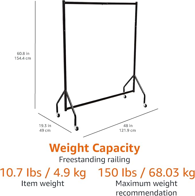 Amazon Basics Heavy Duty Portable Rolling Garment Rack, Hanging Clothes - Image 5