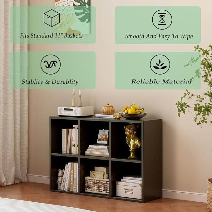 6-Cube Storage Shelf Bookcase - Image 4