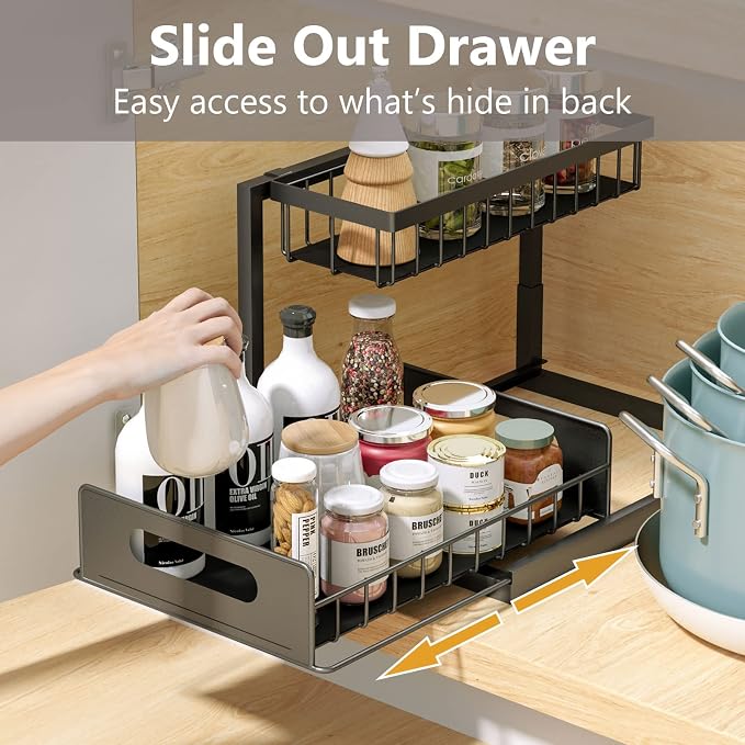 Ceetug Slide Out Under Sink Organizers and Storage, 1 Pack | 2 Tier, Sturdy - Image 3