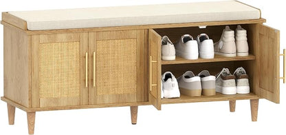 Akxomel Rattan Shoe Storage Bench - Image 8