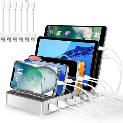 300W Fast Charging Station for Multiple Devices, 6 Port USB Charging Hub by WINKAURA