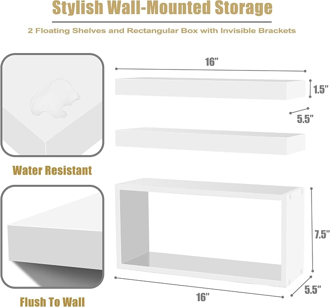 Sorbus Floating Shelves for Wall Set of 3 - Image 3
