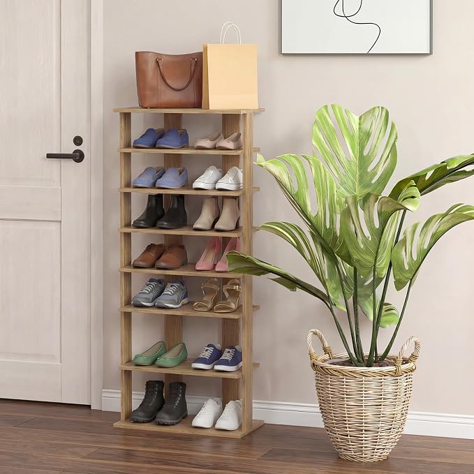 Tangkula 8-Tier Vertical Shoe Rack, Space-Saving Corner Shoe Organizer - Image 9