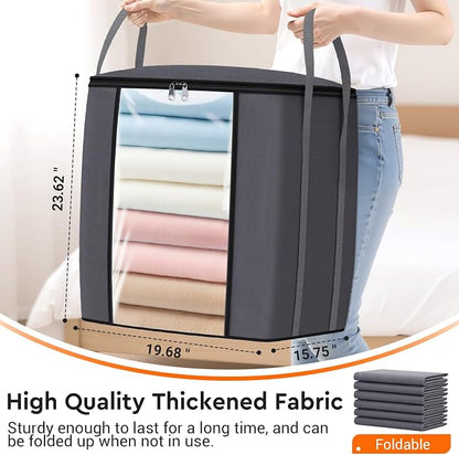 120L Extra Large Clothes Storage Bags, Foldable Blanket Storage and Organization - Image 2