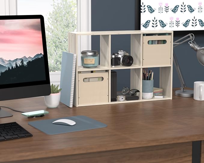 ClosetMaid 5430 Mini 6-Cube Desktop or Wall Mount Organizer, Bleached Walnut - Image 10