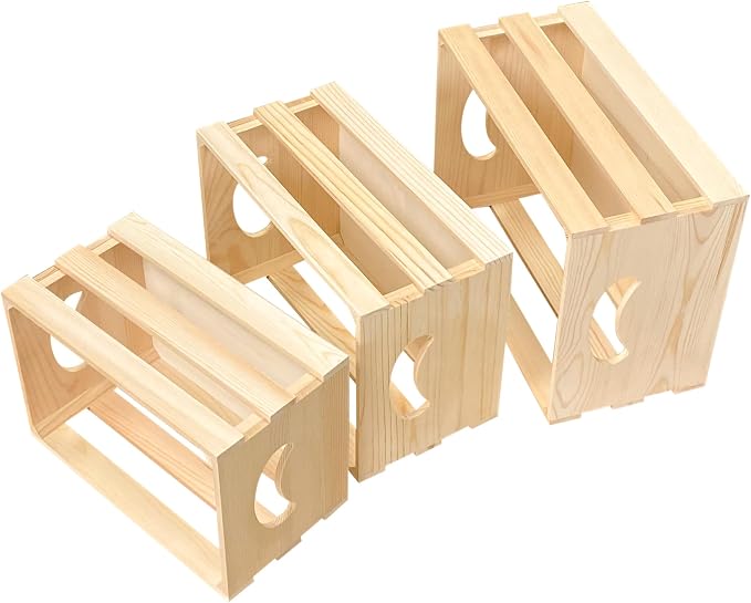 3 Pieces Wooden Pallet Crates Nesting Unfinished Wood Trays Storage - Image 2