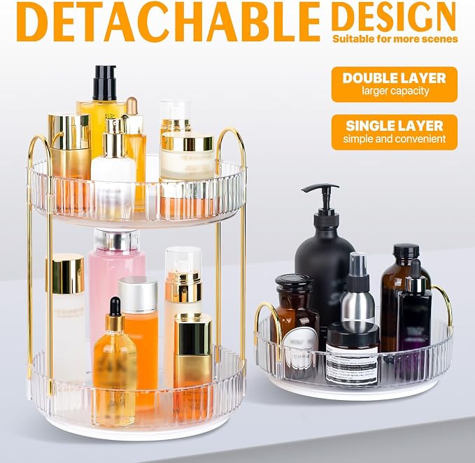 360 Spinning Makeup Organizer, Rotating Bathroom Makeup Holder Rack, Large - Image 2