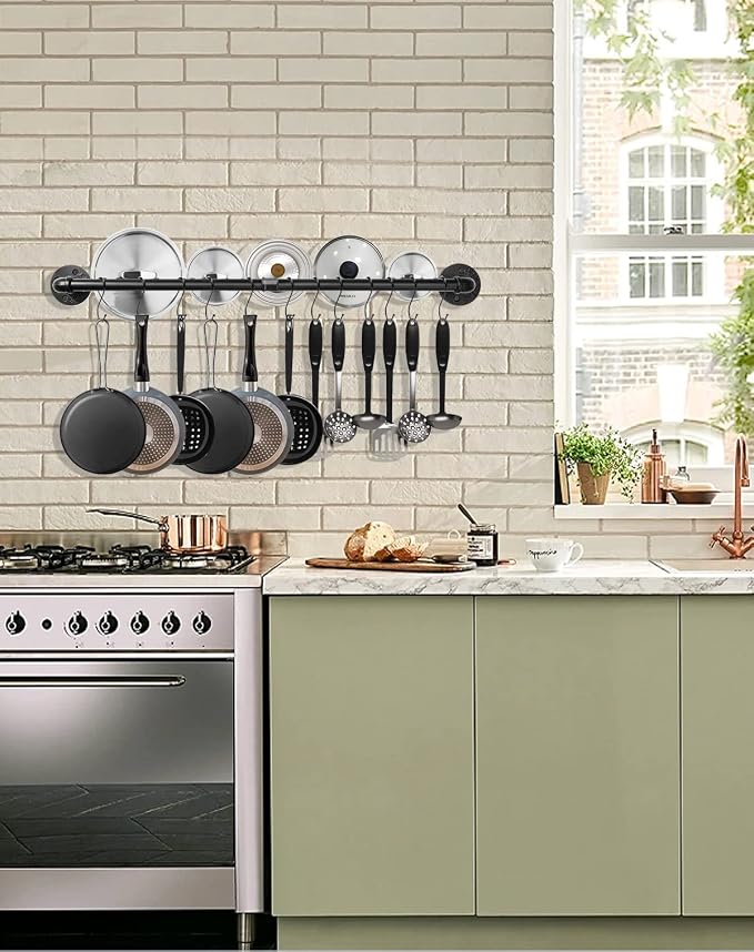 Industrial Pipe Pot Pan Rack 21", Wall mount Pot hangers Pan Hanging Rail Lid - Image 6