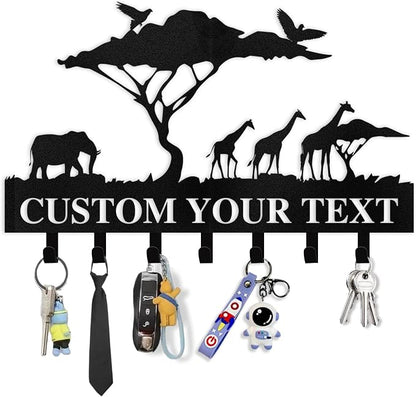 Personalized Key Holder for Wall | Custom Name Metal Cabin Key Hooks | Coat by Dyoart