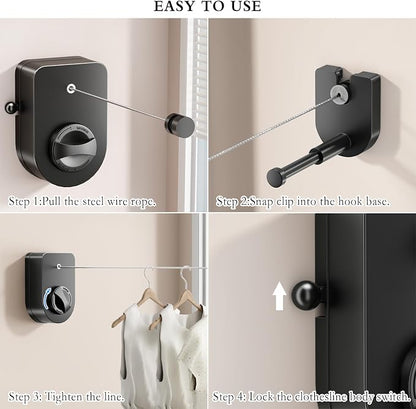 CICUFY Retractable Clothesline Indoor, Non-Sagging Clothes Line Outdoors - Image 8