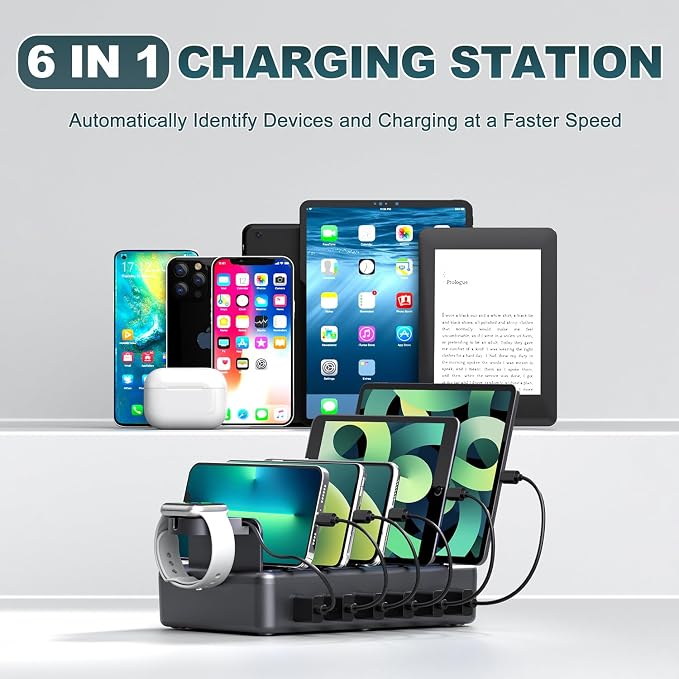 Charging Station for Multiple Devices, 6 in 1 Charger Station Multiple Charging - Image 6