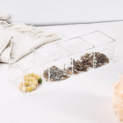 dedoot Acrylic Drawer Organizers 4-Section Clear Plastic Makeup Drawer - Image 5