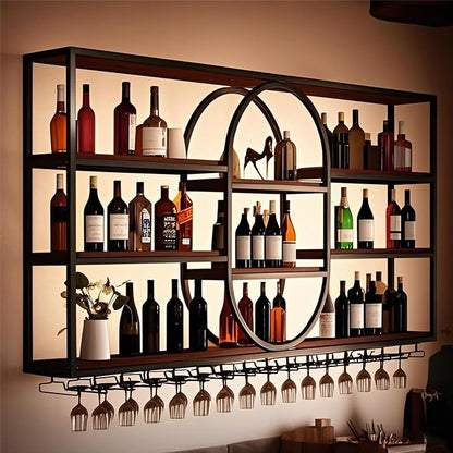 Large Wall Mount Wine Rack, Metal 4 Tier Large Capacity Hanging Bar Rack - Image 9