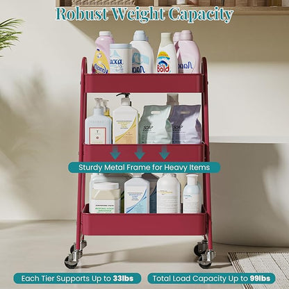 NEWBULIG 3-Tier Metal Rolling Cart - Image 5