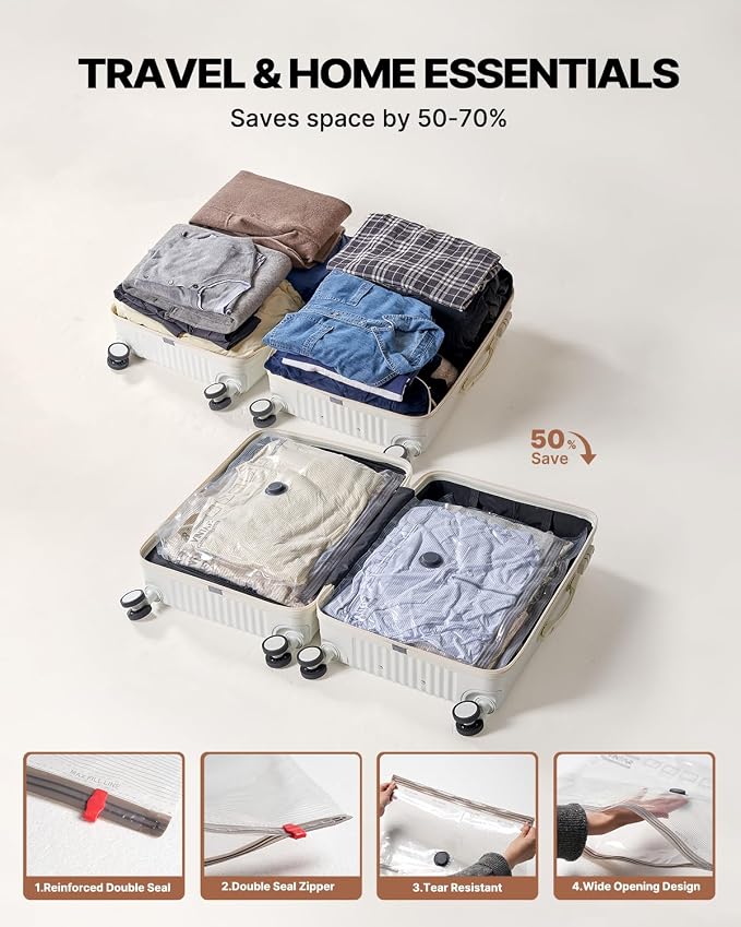 Vacuum Seal Bags for Clothing Travel, VINTAR 16 Pack Vacuum Storage Bags - Image 3