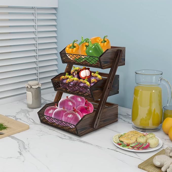 Dorhors Fruit Basket for Kitchen Counter Organizer, Fruit Bowl Stand Storage | - Image 2