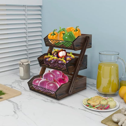 Dorhors Fruit Basket for Kitchen Counter Organizer, Fruit Bowl Stand Storage | - Image 2