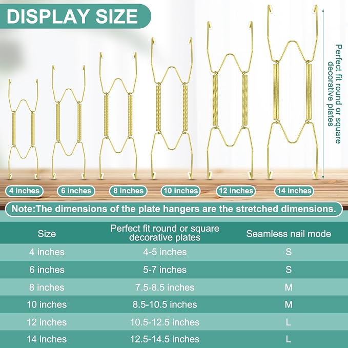 Hotop 12 Pieces Plate Hangers for Wall Stainless Steel Wire Invisible Heavy - Image 2