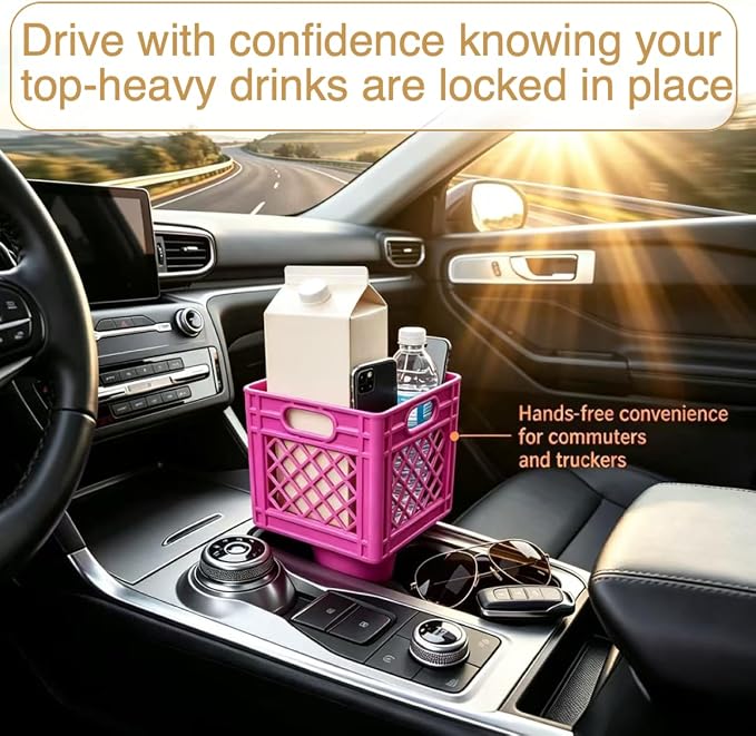 Universal Square Car Cup Holder Adapter, Fits Half Gallon Milk Cartons & Large - Image 8