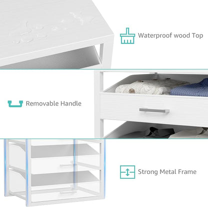 BOLUO Closet Drawers White Fabric 3 Drawer Small Dresser - Image 6