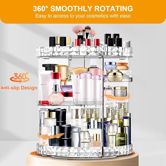 Makeup Organizer 360 Degree Rotating 7 Adjustable Layers Large Capacity - Image 6