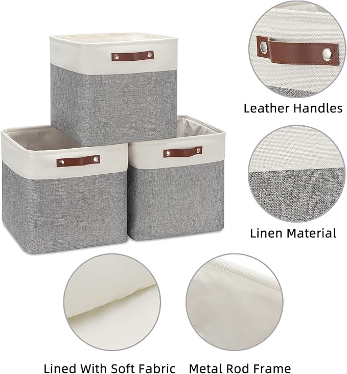 HNZIGE Storage Foldable Storage Baskets Cubes Set Fabric Bins - Image 5