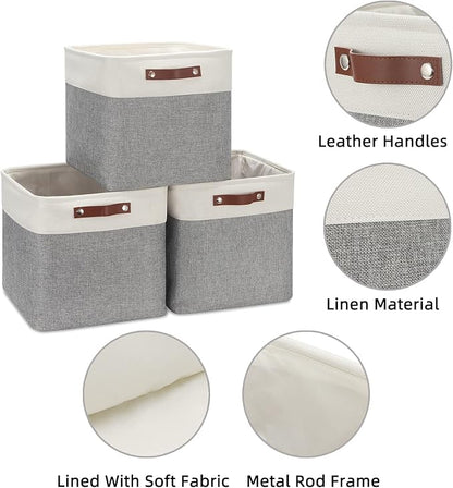 HNZIGE Storage Foldable Storage Baskets Cubes Set Fabric Bins - Image 5