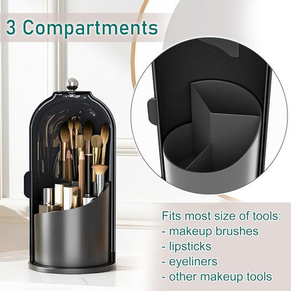 GAXmi Makeup Brush Holder with Lid Cosmetic Tools Organizer 360 Rotating - Image 3