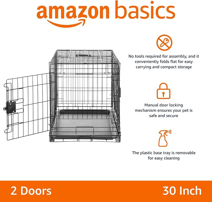 Amazon Basics Durable, Foldable Metal Wire Dog Crate - Image 2