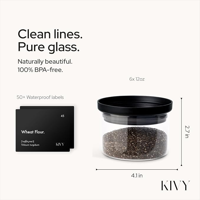 KIVY Glass spice jars transparent Glass Lid Stackable & Airtight small glass - Image 2