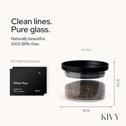KIVY Glass spice jars transparent Glass Lid Stackable & Airtight small glass - Image 2