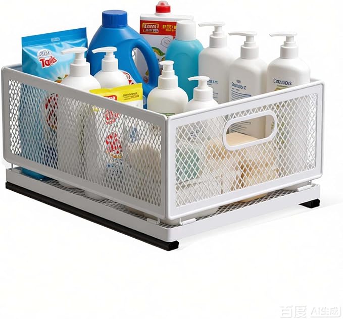 Slide-Out Storage Baskets W9.4"xD11.8"xH6.1" Rustproof Carbon Steel pull out - Image 7