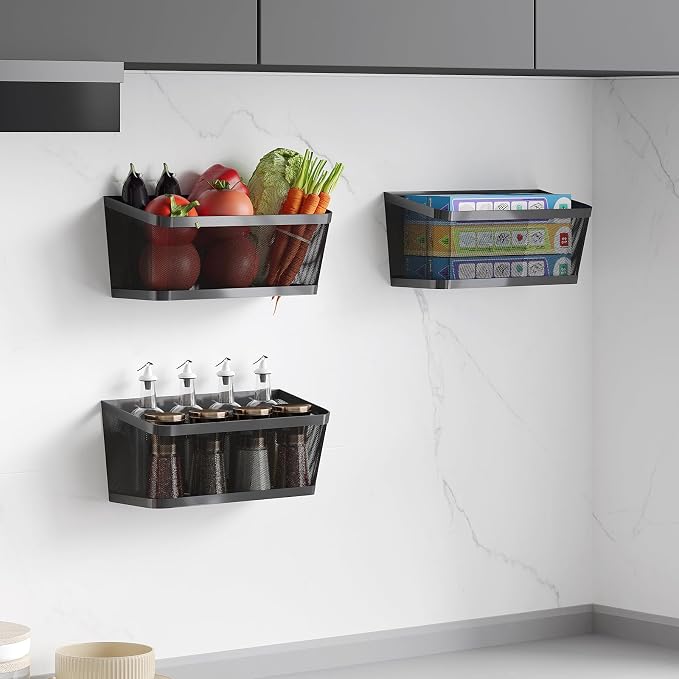 3 Pack Hanging Wall Storage Baskets, Heavy Duty Metal Wire Baskets | - Image 7