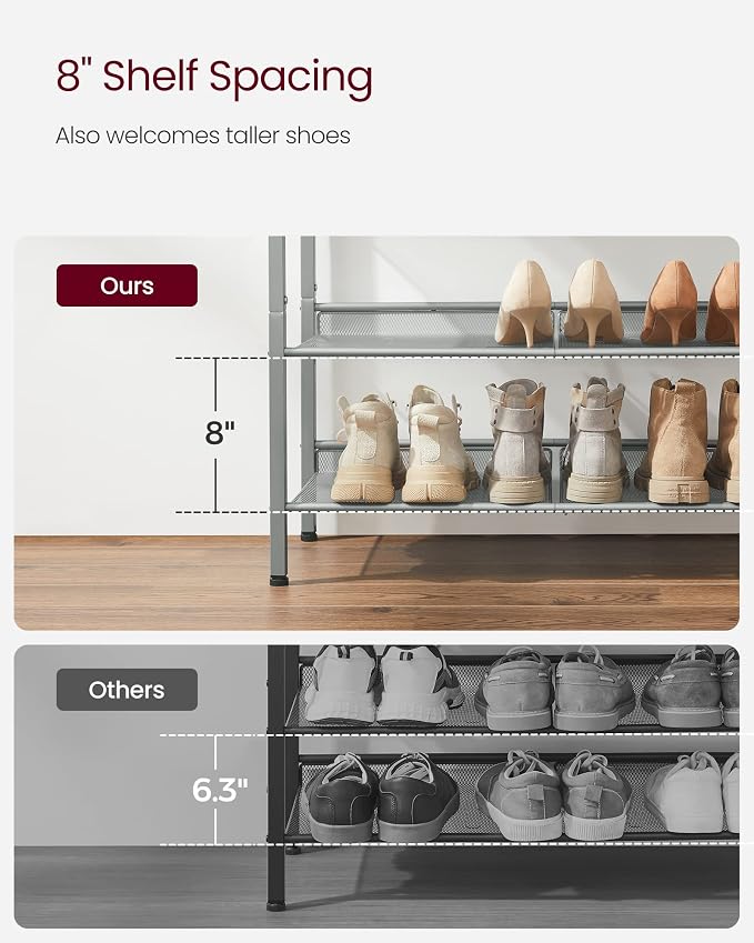 VASAGLE Shoe Rack for Entryway, Freestanding, Adjustable, Industrial | 5-Tier - Image 6