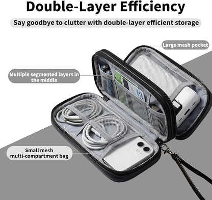 Leather Electronic Organizer Bag, Waterproof Travel Tech Pouch - Image 2