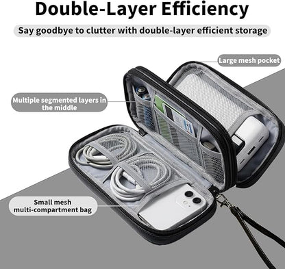 Leather Electronic Organizer Bag, Waterproof Travel Tech Pouch - Image 4