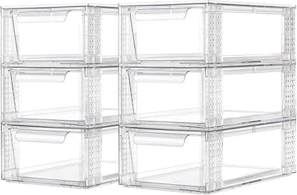 6 Pack Clear Stackable Storage Drawers, 3.95" H Easily Assemble Acrylic by Zero+Zoo