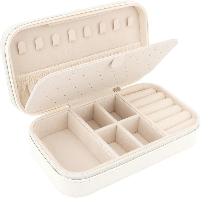 DesignSter Travel Jewelry Box, PU Leather Portable Jewelry Case, Small Jewelry by DesignSter